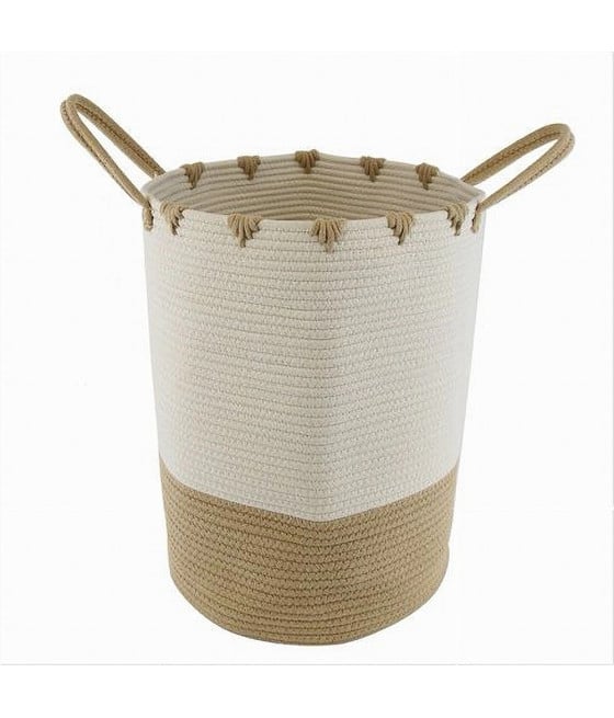 PORTABIANCHERIA SPORCA CESTO TESSUTO BICOLORE CON MANICI 35X45CM 10661