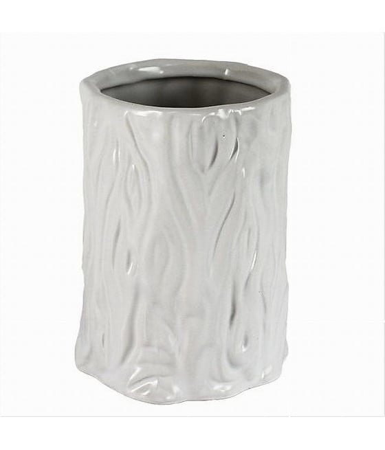 BICCHIERE PORTASPAZZOLINI BAGNO CERAMICA BIANCA EFFETTO TRONCO 10331