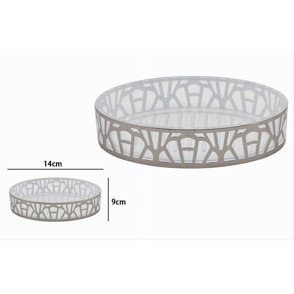 PIATTINO PORTASAPONE SAPONETTA BAGNO ARGENTO STILE CONTEMPORANEO 59102