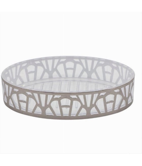 PIATTINO PORTASAPONE SAPONETTA BAGNO ARGENTO STILE CONTEMPORANEO 59102