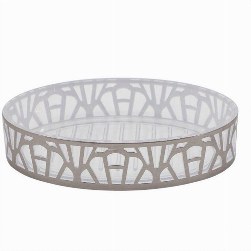 PIATTINO PORTASAPONE SAPONETTA BAGNO ARGENTO STILE CONTEMPORANEO 59102