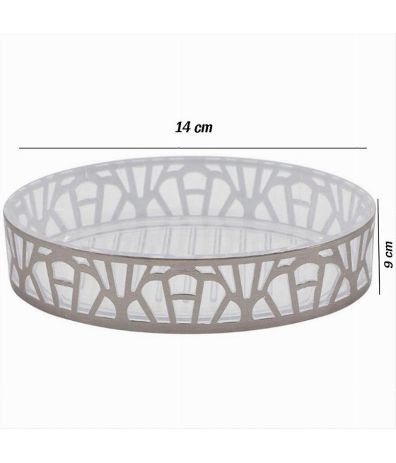 PIATTINO PORTASAPONE SAPONETTA BAGNO ARGENTO STILE CONTEMPORANEO 59102