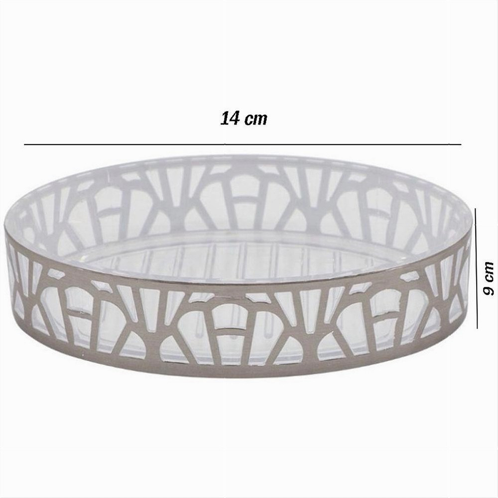 PIATTINO PORTASAPONE SAPONETTA BAGNO ARGENTO STILE CONTEMPORANEO 59102