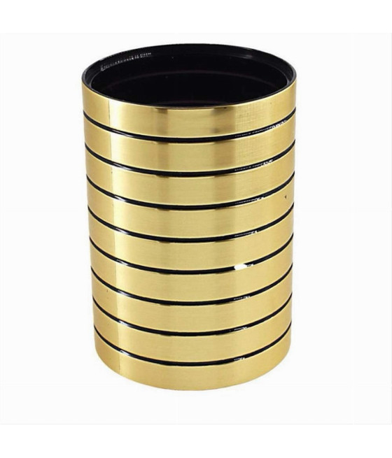 BICCHIERE PORTASPAZZOLINI DENTI ORO A RIGHE MODERNO ARREDO BAGNO 10386