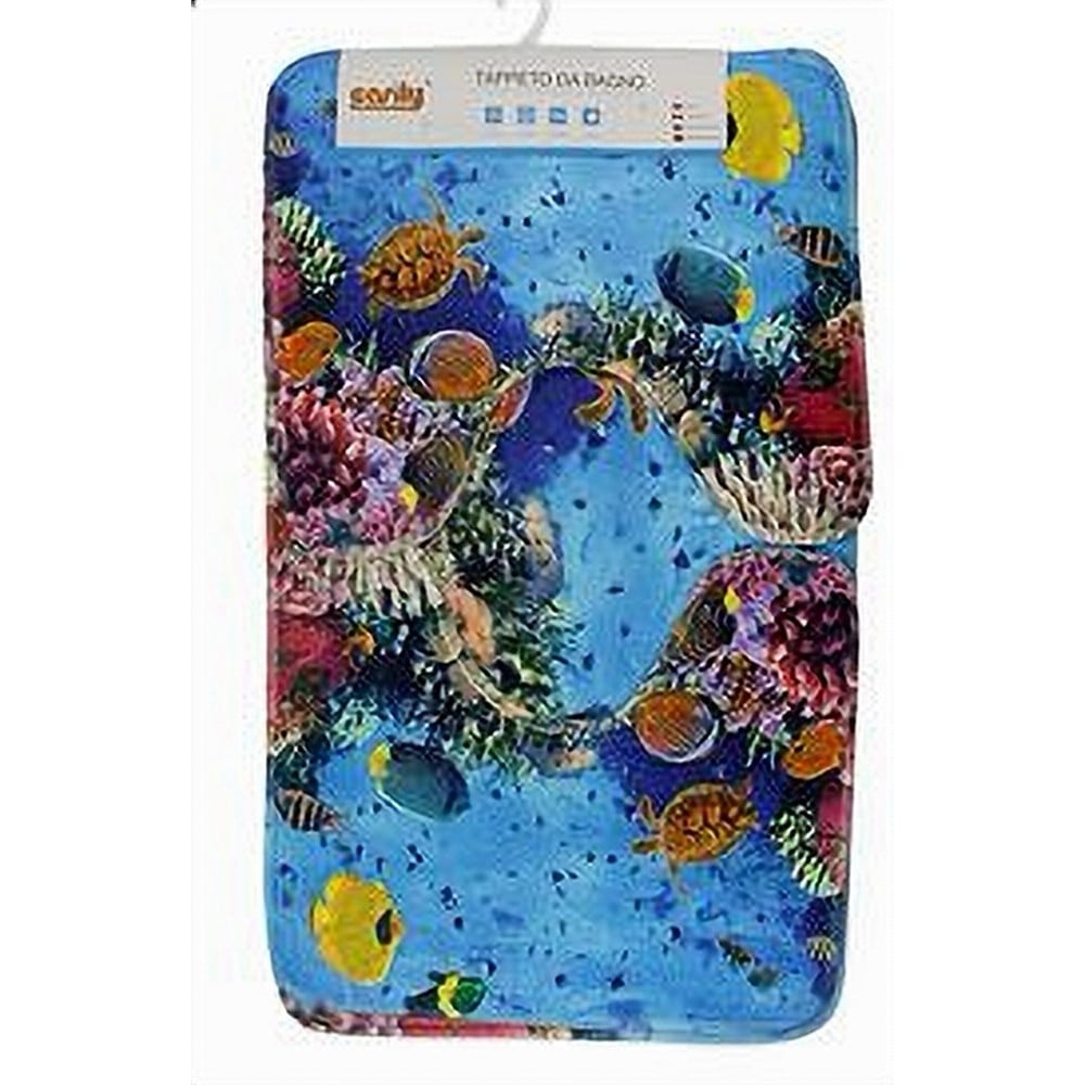 3PZ TAPPETO TAPPETINI TESSUTO BAGNO ANTISCIVOLO FANTASIA MARINA 79444
