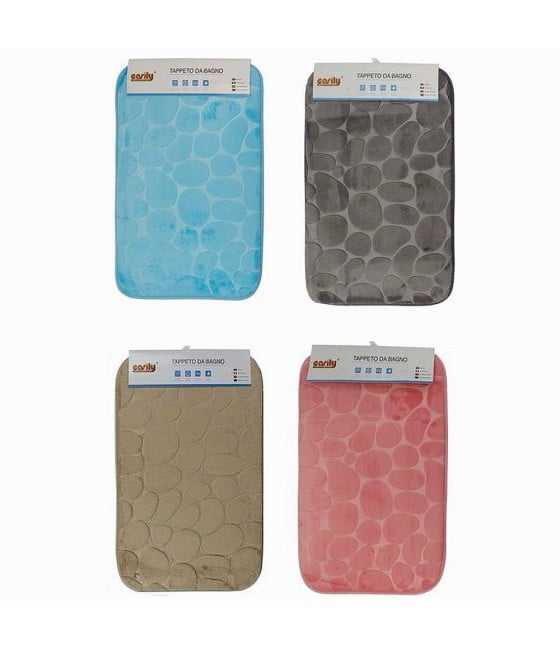 TAPPETO TESSUTO ARREDO BAGNO ANTISCIVOLO 50X80CM EFFETTO SASSI 79449