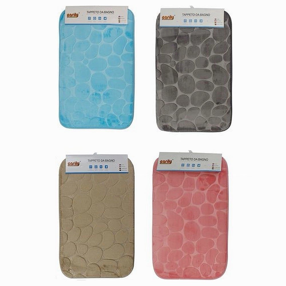 TAPPETO TESSUTO ARREDO BAGNO ANTISCIVOLO 50X80CM EFFETTO SASSI 79449