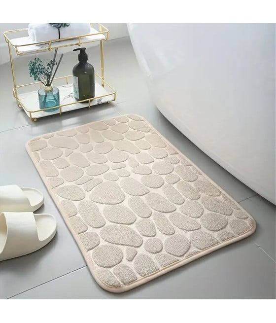 TAPPETO TESSUTO ARREDO BAGNO ANTISCIVOLO 50X80CM EFFETTO SASSI 79449