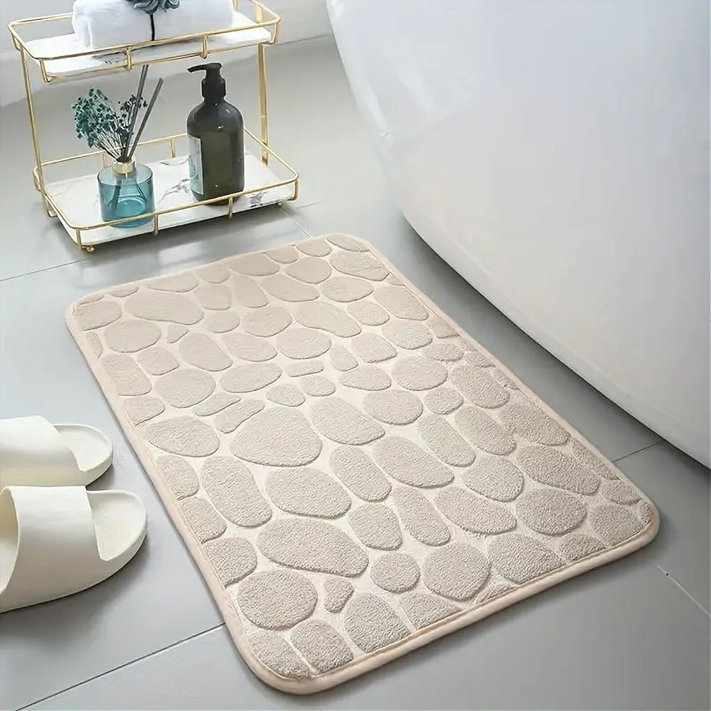 TAPPETO TESSUTO ARREDO BAGNO ANTISCIVOLO 50X80CM EFFETTO SASSI 79449