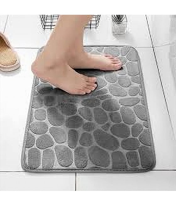 TAPPETO TESSUTO ARREDO BAGNO ANTISCIVOLO 50X80CM EFFETTO SASSI 79449