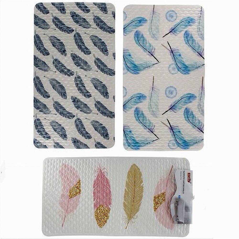 TAPPETO ANTISCIVOLO PER BAGNO ARREDO FANTASIA CON PIUME 38X70CM 59500