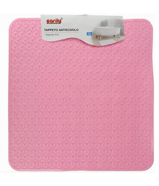 TAPPETO IN PVC ROSA ANTISCIVOLO VASCA DA BAGNO DOCCIA 51 X 52 CM 59637