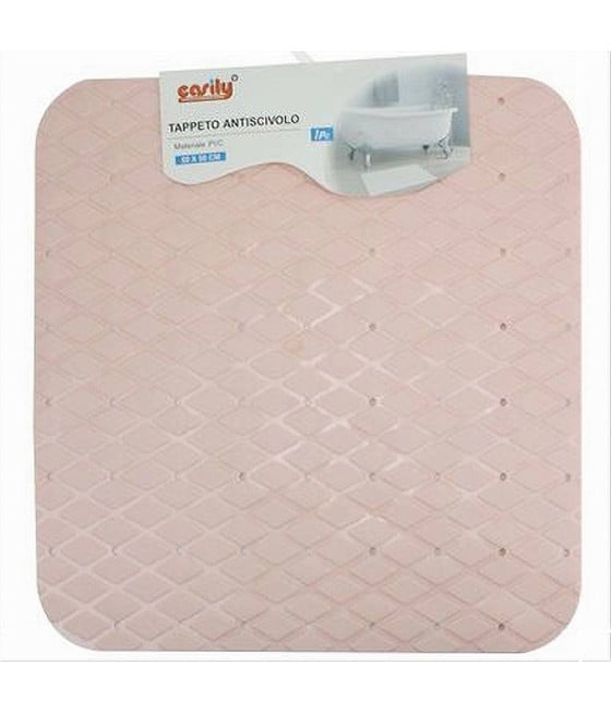 TAPPETO IN PVC ANTISCIVOLO PER VASCA BAGNO DOCCIA 50 X 50CM 79727 ROSA