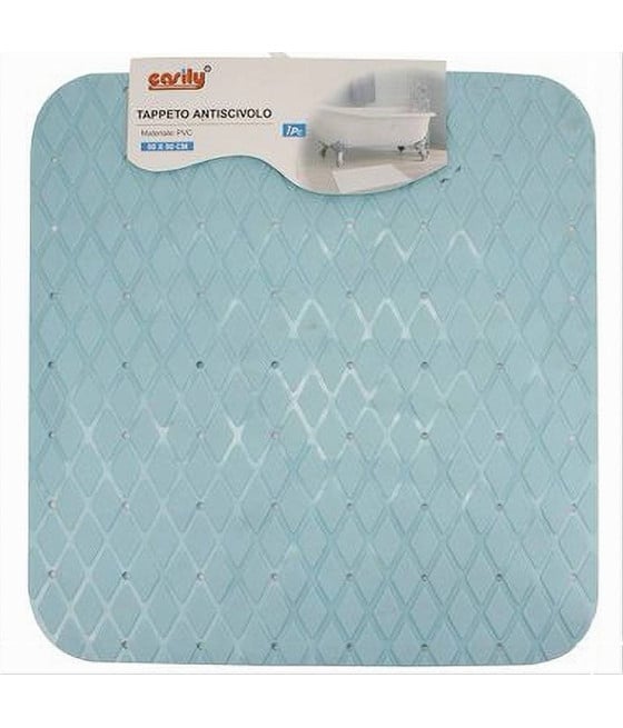 TAPPETO IN PVC ANTISCIVOLO PER VASCA BAGNO DOCCIA 50X50CM 79730 AZZURR