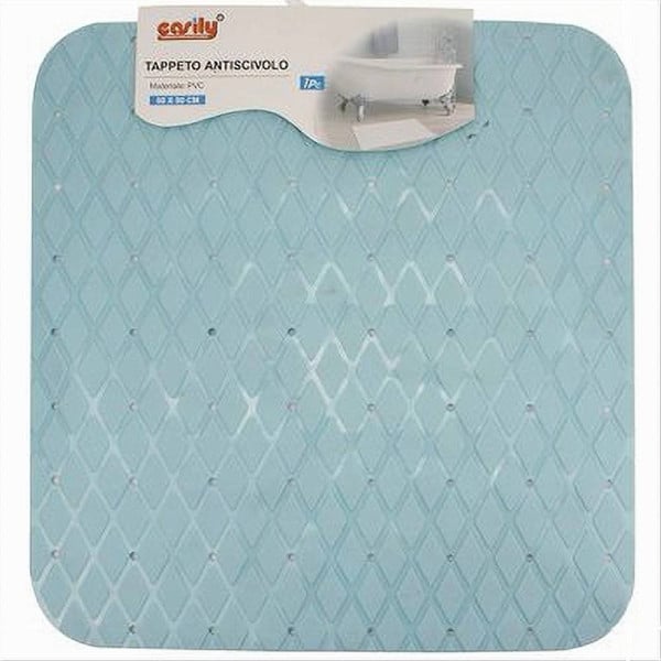 TAPPETO IN PVC ANTISCIVOLO PER VASCA BAGNO DOCCIA 50X50CM 79730 AZZURR