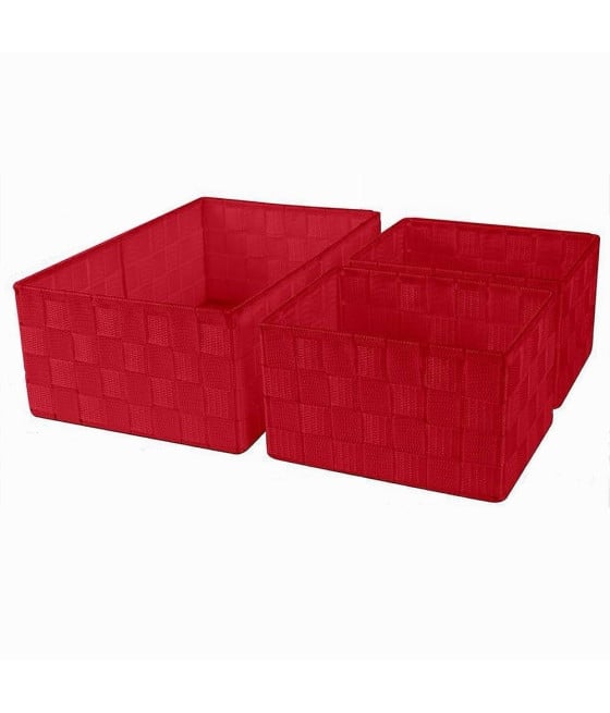SET 3 CESTINI PORTA OGGETTI ORGANIZER IN TESSUTO BAGNO ROSSO 69910