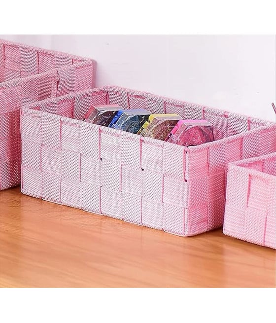 PORTAOGGETTI ORGANIZER MULTIUSO BAGNO CAMERA CUCINA TESSUTO ROSA 79011