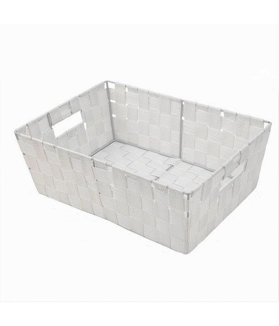 PORTA OGGETTI CESTO IN TESSUTO INTRECCIATO CON MANIGLIE BIANCO 79031