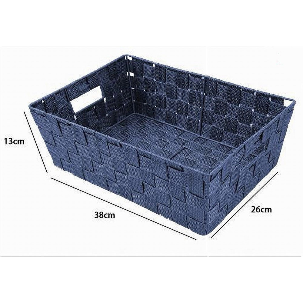 PORTA OGGETTI BLU CESTO IN TESSUTO INTRECCIATO CON MANIGLIE 79034