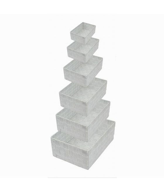 SET 6PZ SCATOLA IN TESSUTO ORGANIZER PORTA OGGETTI GRIGIO CHIARO 79066
