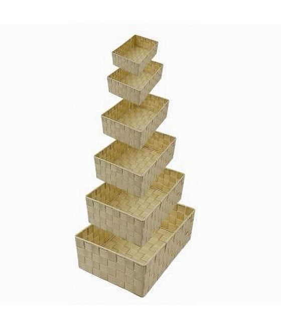 SET 6PZ SCATOLA IN TESSUTO ORGANIZER SCAFFALI PORTAOGGETTI BEIGE 79069