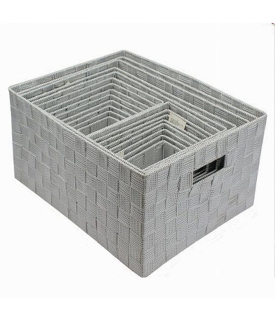 SET 21PZ SCATOLA IN TESSUTO PORTAOGGETTI CON MANICI GRIGI CHIARO 79084