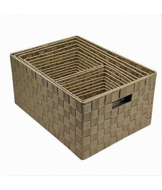 SET 21 PZ BOX SCATOLA IN TESSUTO PORTA OGGETTI CON MANICI BEIGE 79087