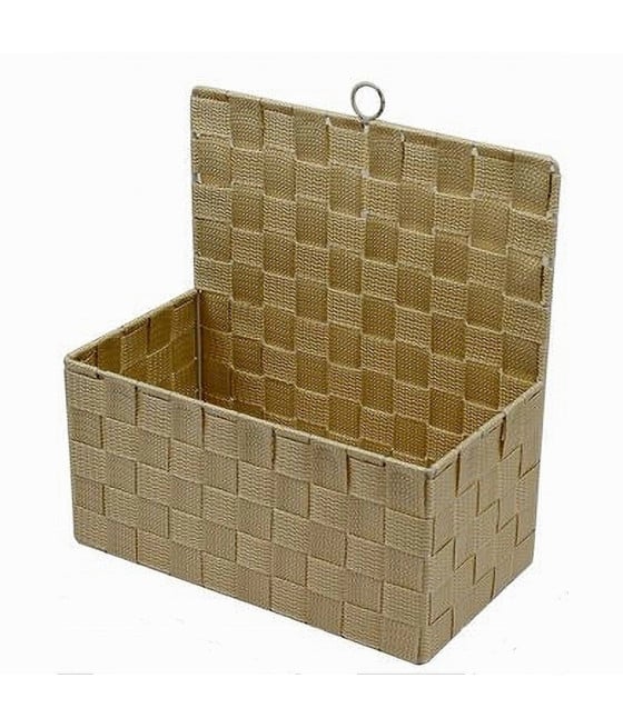 CESTINO PORTA OGGETTI CESTO IN TESSUTO BEIGE ORGANIZER MULTIUSO 79093