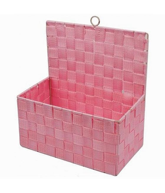 CESTINO PORTA OGGETTI CESTO TESSUTO ROSA ORGANIZER MULTIUSO CASA 79095