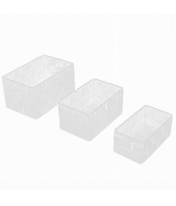 SET 3 PZ SCATOLA PORTA OGGETTI IN TESSUTO INTRECCIATO BIANCO 79138
