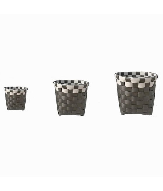 SET 3 CESTINI PORTAOGGETTI ORGANIZER TESSUTO BAGNO ROTONDI GRIGI 59075