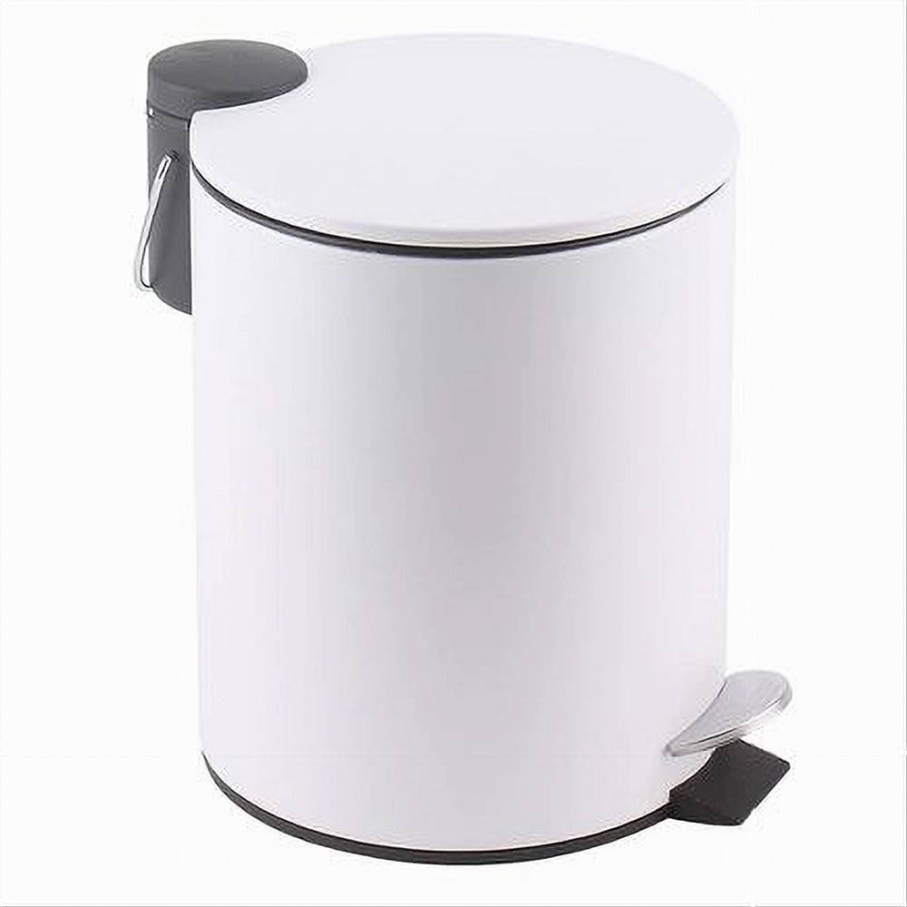 Trade Shop - Pattumiera Acciaio Pedale 5 Lt Bidone Cestino Spazzatura Bagno Casa Bianco 87450 -