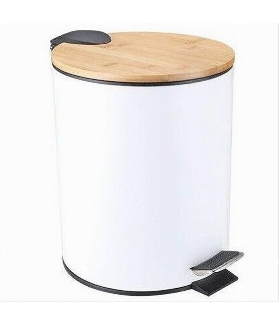 PATTUMIERA ACCIAIO A PEDALE 5 LT BIDONE SPAZZATURA BIANCO LEGNO 87456