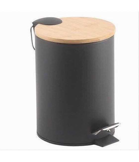 PATTUMIERA ACCIAIO A PEDALE 3 LITRI BIDONE SPAZZATURA NERO LEGNO 87457