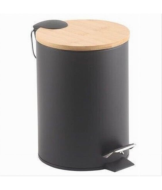 PATTUMIERA ACCIAIO A PEDALE 5 LITRI BIDONE SPAZZATURA NERO LEGNO 87458