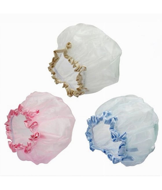 2 CUFFIE PER DOCCIA BAGNO ELASTICO CON BORDINO PROTEGGE CAPELLI 79478