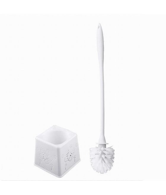 PORTASCOPINO QUADRATO DECORATO BIANCO PER BAGNO WC CON SCOPINO 79824