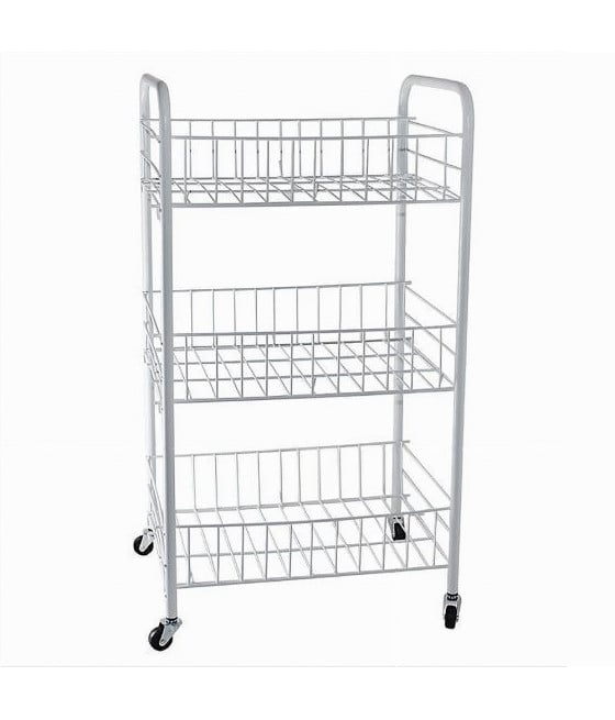 CARRELLO IN METALLO DA BAGNO 3 RIPIANI PORTA OGGETTI CON RUOTE 52531