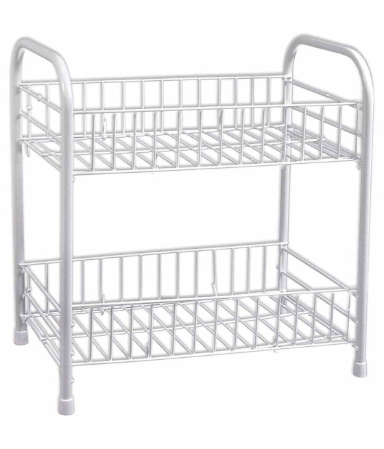 MOBILETTO METALLO PORTA OGGETTI 2 RIPIANI BIANCO SCAFFALE BAGNO 52530