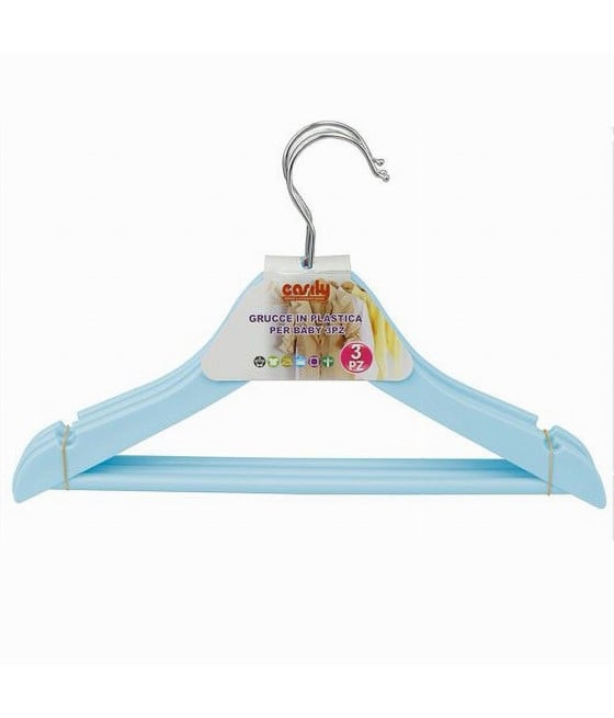 3 PZ GRUCCE STAMPELLE APPENDIABITI VESTITI PANTALONI BAMBINI AZZURRO
