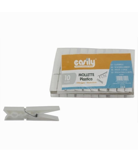 SET 30PZ MOLLETTE IN PLASTICA PINZE BUCATO PANNI GRANDI BIANCO 69499