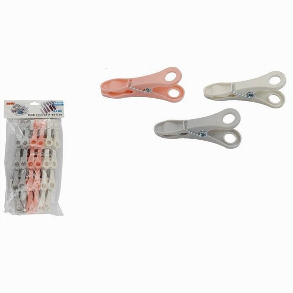 24PZ MOLLETTE PLASTICA COLORATA MULTIUSO 8CM PINZE BUCATO PANNI 69537