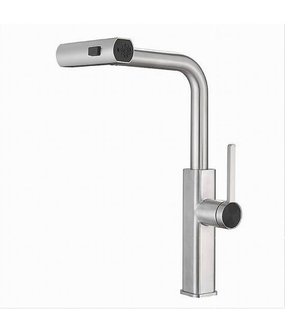RUBINETTO CUCINA ESTRAIBILE EROGATORE GIREVOLE 2 GETTI CROMATO 87255