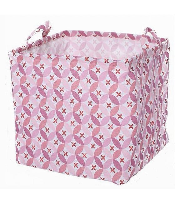 CESTO CONTENITORE PORTABIANCHERIA CON MANICI TESSUTO ROSA 79205