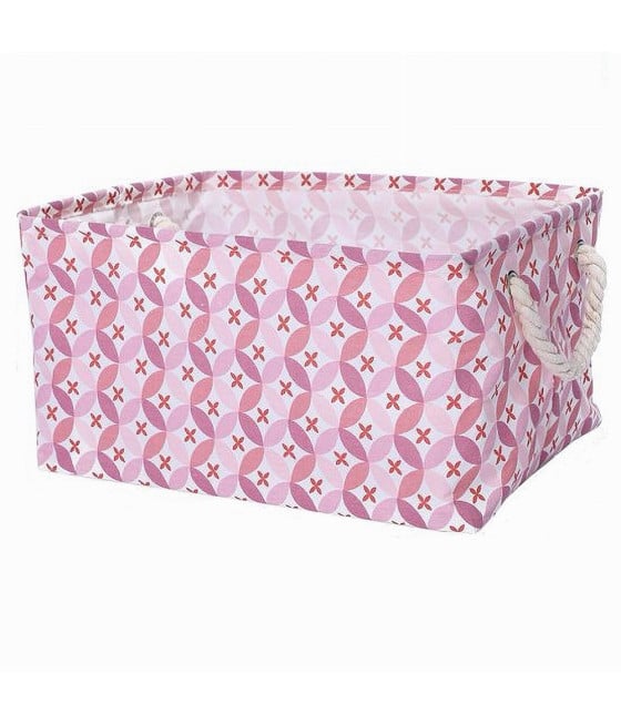 CESTO CONTENITORE PORTABIANCHERIA CON MANICI TESSUTO ROSA 79207