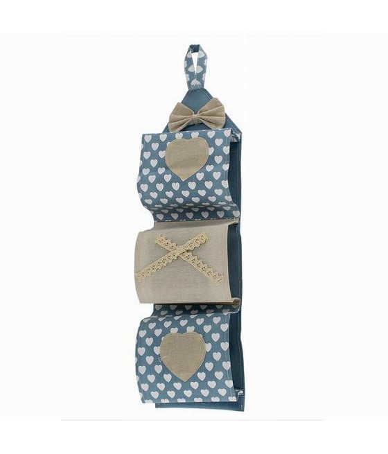 PORTA ROTOLO CARTA IGIENICA ORGANIZER APPENDERE 3 TASCHE TESSUTO 59489