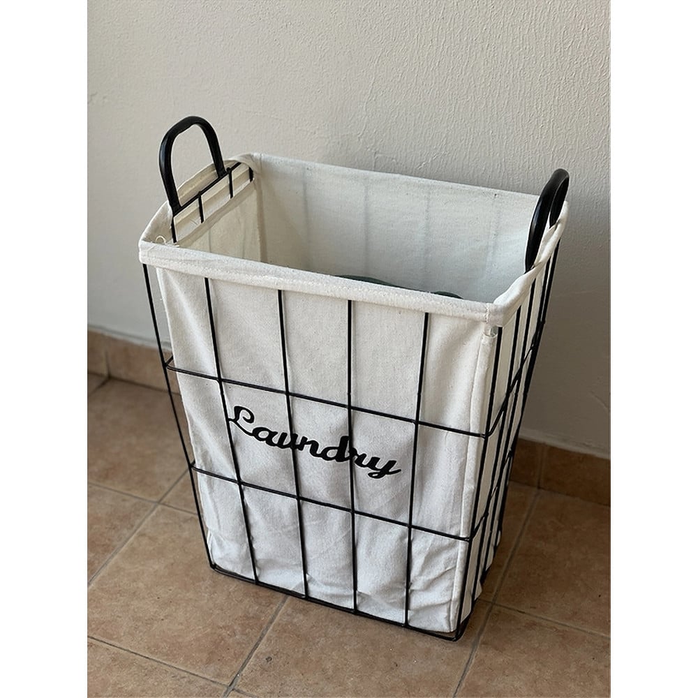 CESTO CONTENITORE PORTABIANCHERIA TESSUTO METALLO BAGNO 10630