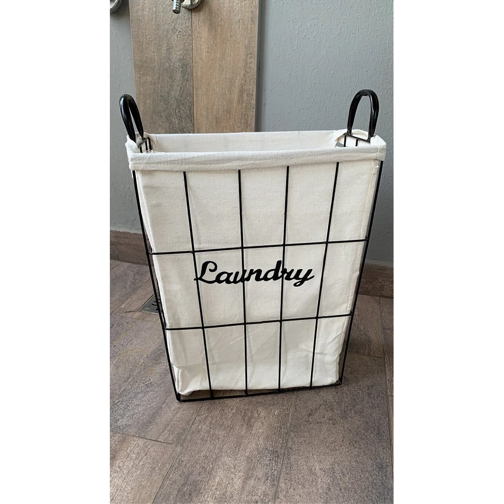 CESTO CONTENITORE PORTABIANCHERIA TESSUTO METALLO BAGNO 10630