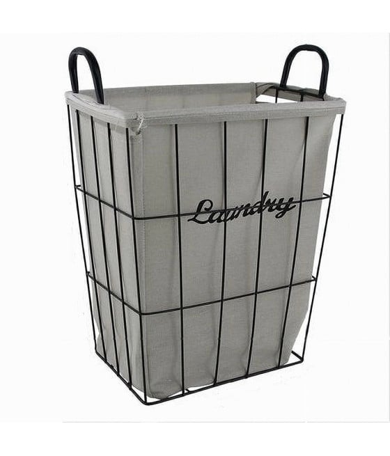 CESTO CONTENITORE PORTA BIANCHERIA TESSUTO METALLO BAGNO 10633