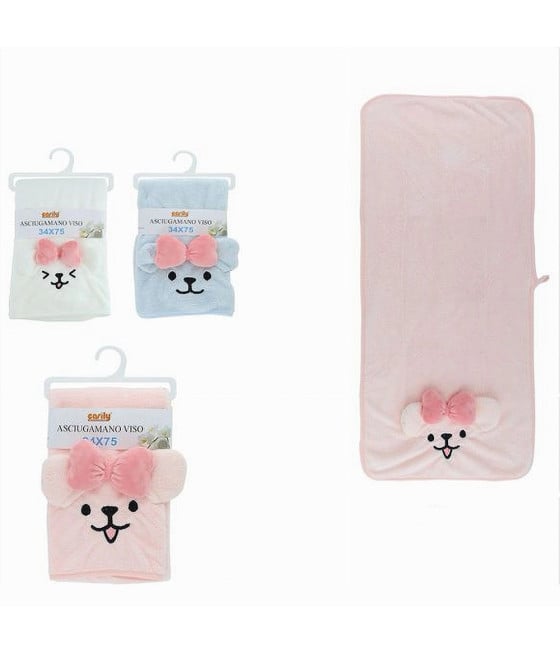ASCIUGAMANO VISO 34X75CM TESSUTO MORBIDO CAGNOLINA FIOCCO BAGNO 10741
